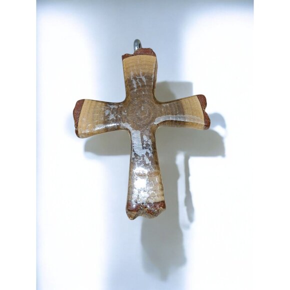 Handmade Olive Wood Rustic Cross, 3" x 2.5 - Picture 2 of 4